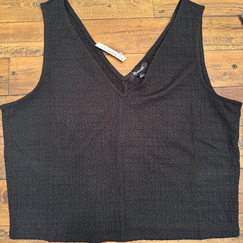 Madewell Cropped Black Crepe Tank NWT L